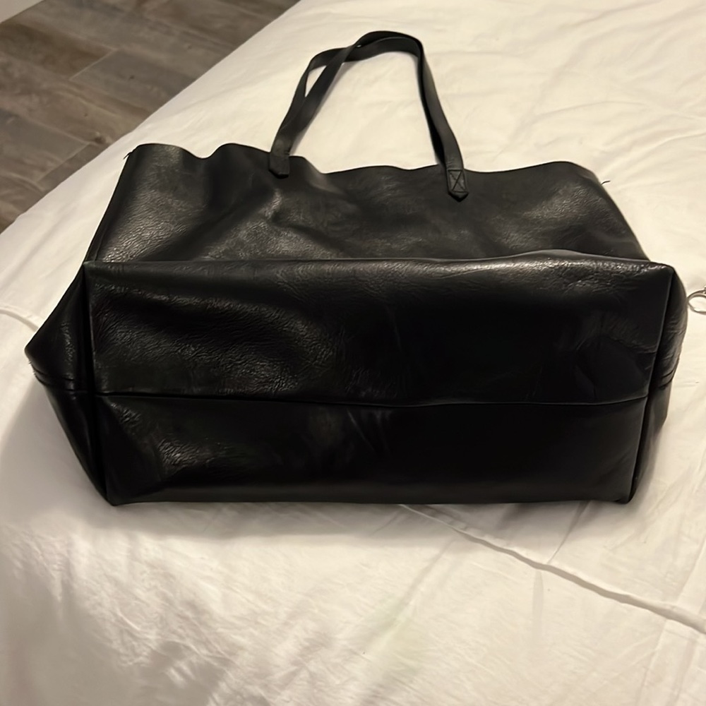 Madewell Black Leather Transport Tote Bag - Picture 3 of 6